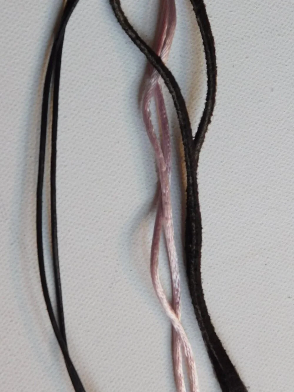 Boho Natural Stone Cord Necklace Lot 3pc Amethyst Quartz Ceramic Suede Choker